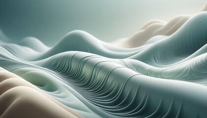 Abstract Wavy Fluid Ripples Undulating Gradient Turquoise Beige Art Surreal Organic Background Wallpaper