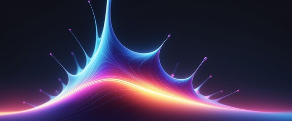 Abstract Art Neon Waveform Fluid Dynamics Futuristic Vibrant Colors Dynamic Lines Background Wallpaper