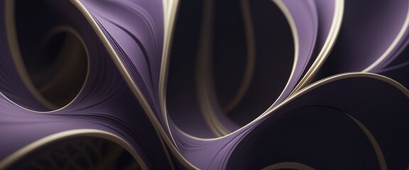 Abstract Wavy Purple Gold Layered Intricate Background Wallpaper