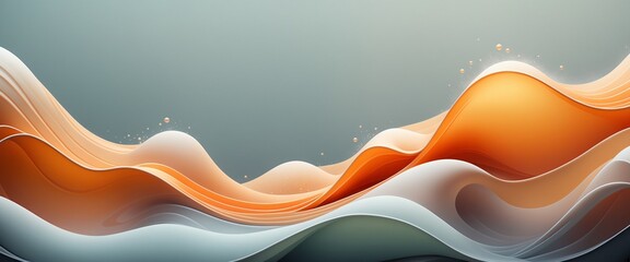 Abstract Fluid Wavy Orange White Gray Bubbles Dynamic Modern Art Wave Patterns Background Wallpaper
