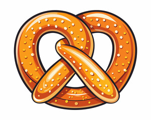 colorful bold illustration of junk food or fast food theme, pretzel