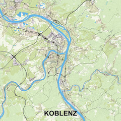 Obraz premium Koblenz, Germany map poster art