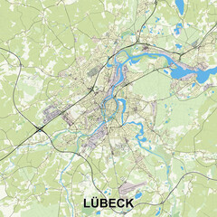 Lübeck, Germany map poster art
