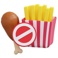no fast food 3d healthy lifestyle icon illustration