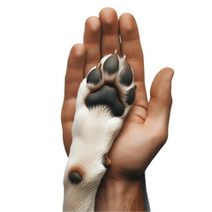 A dog's paw on a human's hand