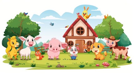 Fototapeta premium Daily Life of Farm Animals on the Farm 