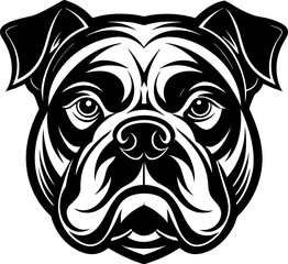 Black Bulldog head silhouette vector illustration on white background