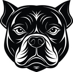 Black Bulldog head silhouette vector illustration on white background