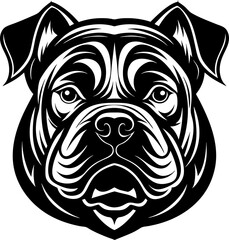 Black Bulldog head silhouette vector illustration on white background