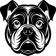 Black Bulldog head silhouette vector illustration on white background