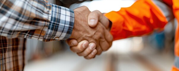 Close-up of a handshake between two people wearing casual and work attire, symbolizing partnership, agreement, and cooperation.