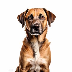 Obraz premium Mountain cur dog breed against white background, Ai Generated