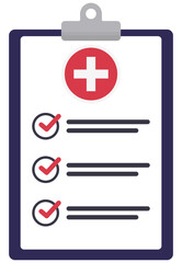 Fototapeta premium Medical clipboard flat icon isolated on white background.