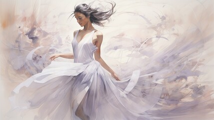 Fototapeta premium Delicate watercolor strokes in ethereal dance
