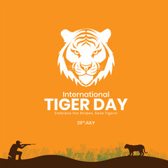 International Tiger Day typography logo lettering thematic creative vector illustration banner poster design, World Wildlife Day Concept Nature reserve conserve Wildlife reserve tiger, Environment day