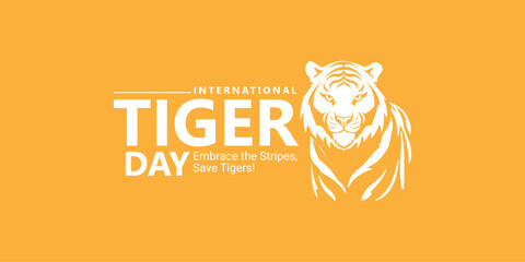 International Tiger Day typography logo lettering thematic creative vector illustration banner poster design, World Wildlife Day Concept Nature reserve conserve Wildlife reserve tiger, Environment day