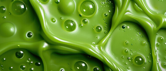 A green liquid with many bubbles in it
