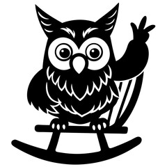 A funny cartoon owl silhouette vector Illustration.