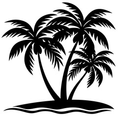 Obraz premium Palm trees on a beach silhouette vector Illustration.
