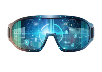 Augmented reality glasses overlaying digital information. Generative AI.
