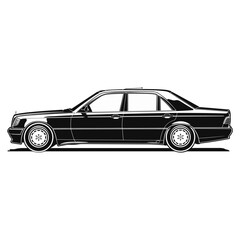 Obraz premium europe sedan cars black and white illustration