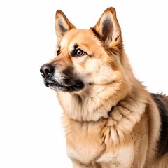 Fototapeta premium Norwegian buhund dog breed against white background, AI Generated
