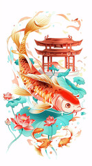 Carp jump Longmen entrance examination high school to change the fate of concept illustration
