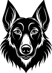 Naklejka premium Dog Head Black Silhouette Vector Illustration on white background Animal Clipart