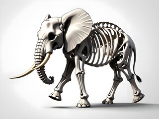 Cartoon Elephant Skeleton: Detailed Illustration on White