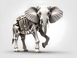 Elephant Skeleton Cartoon: Whimsical Design on White