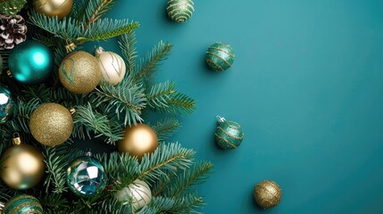 Christmas Tree with Decorations. Copy Space