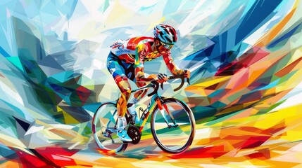 Fototapeta premium Painting of cyclist in the race.