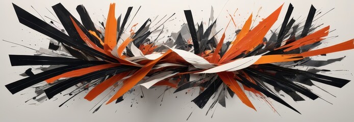 Abstract Orange and Black Splashes.