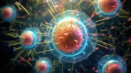 Bacteria inside body, medicine microbiology virus