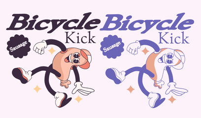 sausage mascot doing a somersault