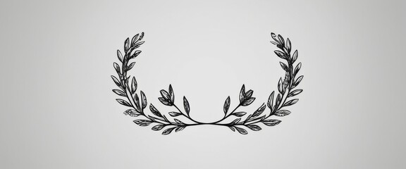 Fototapeta premium Three laurel wreaths in Minimalist line art intertwined