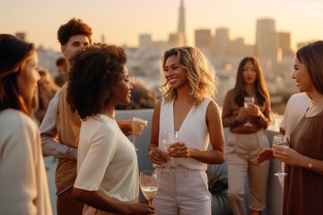 Elegant Rooftop Party in the City at Golden Hour
