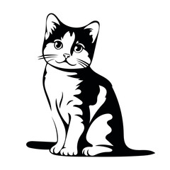 Happy Cat Silhouette art vector illustration 