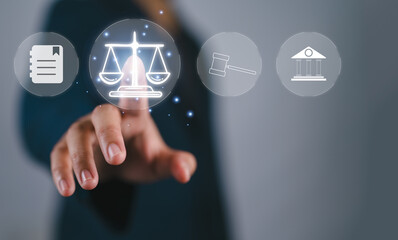 Businessman Hand touch the graph labor law attorney legal business concept internet technology,Planning buy Real Estate, Planning to buy property and Choose the best, financial liabilities concept