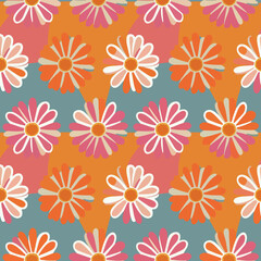 Seamless pattern with cute flowers