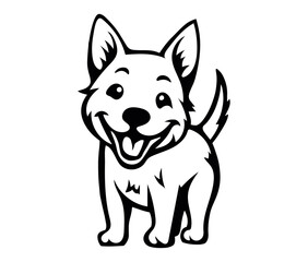 Happy Dog silhouette art vector illustration 