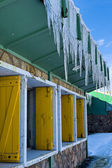 Ice stalactites in the Copahue Hot Springs, Patagonia Argentina