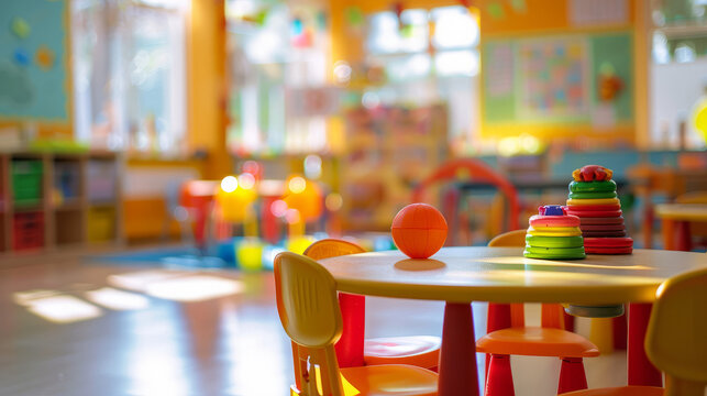 classroom of a daycare center without children and teacher