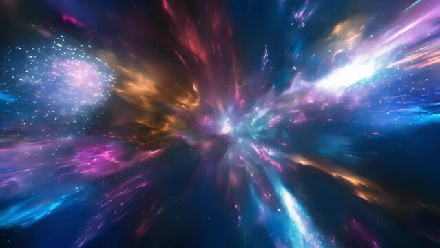 A technicolor burst of digital effects creating a mesmerizing explosion