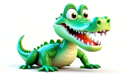 Fototapeta premium d cartoon image of a cute happy crocodile isolated on background