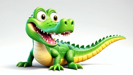 Fototapeta premium d cartoon image of a cute happy crocodile isolated on background