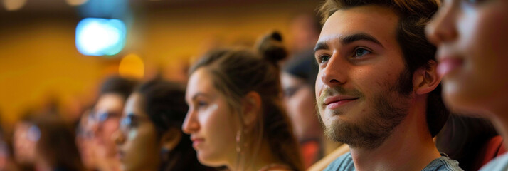 Image of a large group of students attending a lecture..