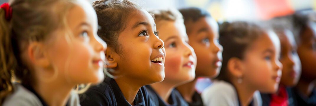 Schoolchildren in a motivated class..