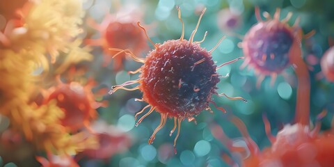 Image of Basophils releasing histamine mediators in allergic reactions Immunology concept. Concept Immunology, Basophils, Allergic Reactions, Histamine Mediators, Medical Illustration