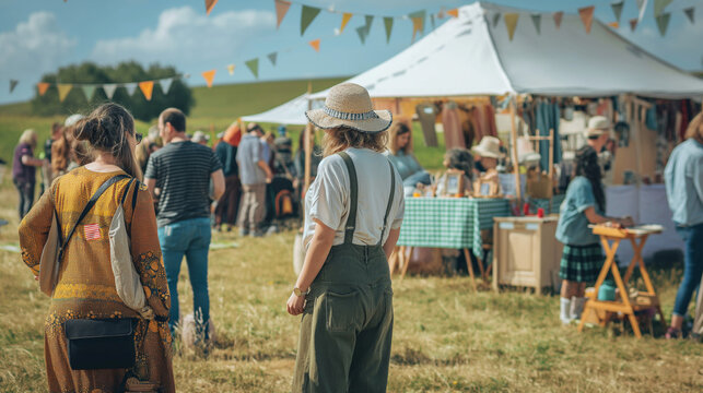 Summer Craft Fair - A craft fair with diverse crafters and visitors, body positive, summer, hd, creative with copy space